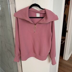 Varley pink Quarter-Zip Pullover Sweater